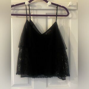 American Eagle Black Tiered Crop Tank